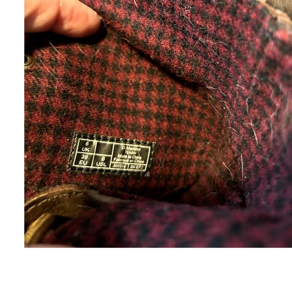 Dr Martens Brown Lace Up Fold Down Red Plaid Size 8/EU 39 - Picture 5 of 6